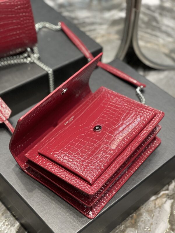[REP 1:1] Saint Laurent Sunset Medium Chain Bag Red For Women 8.6in/22cm YSL