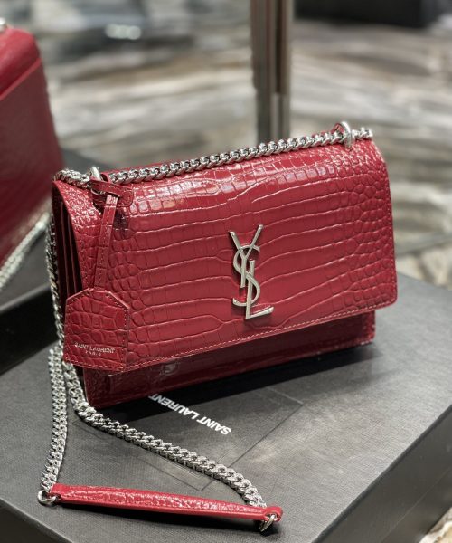 [REP 1:1] Saint Laurent Sunset Medium Chain Bag Red For Women 8.6in/22cm YSL