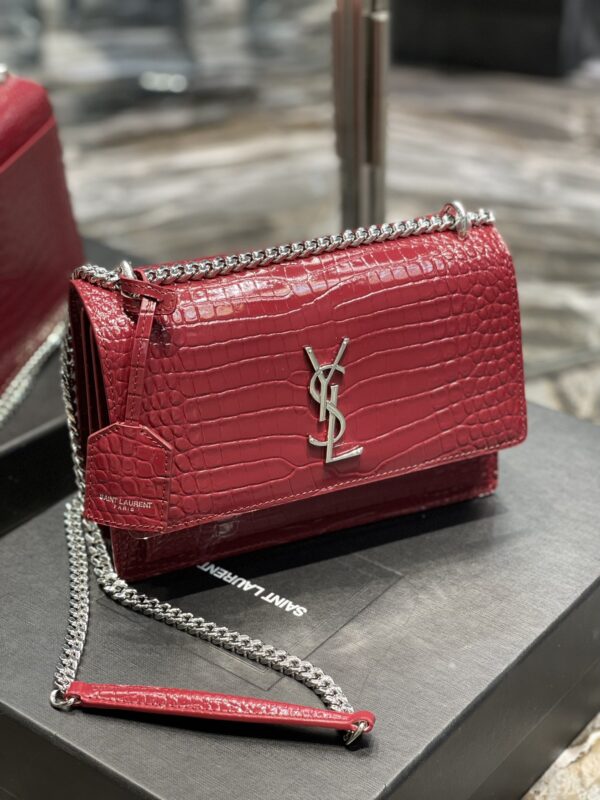 [REP 1:1] Saint Laurent Sunset Medium Chain Bag Red For Women 8.6in/22cm YSL