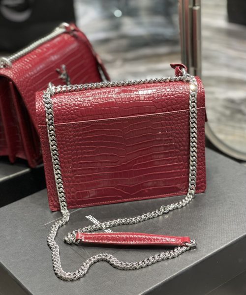 [REP 1:1] Saint Laurent Sunset Medium Chain Bag Red For Women 8.6in/22cm YSL