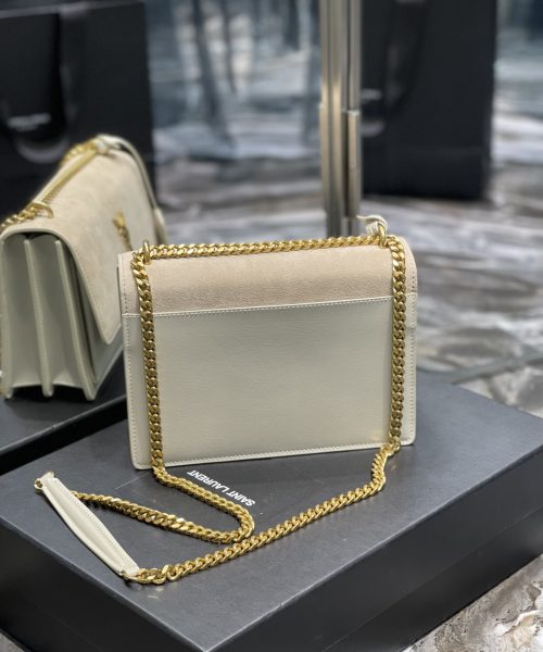 [REP 1:1] Saint Laurent Sunset Medium Chain Bag White For Women 9.8in/22cm YSL