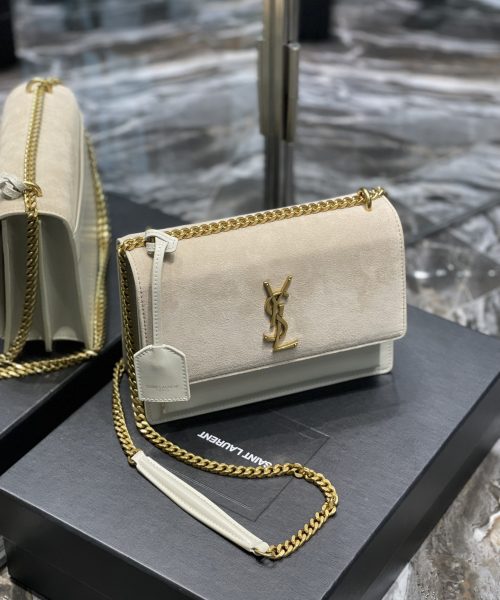 [REP 1:1] Saint Laurent Sunset Medium Chain Bag White For Women 9.8in/22cm YSL