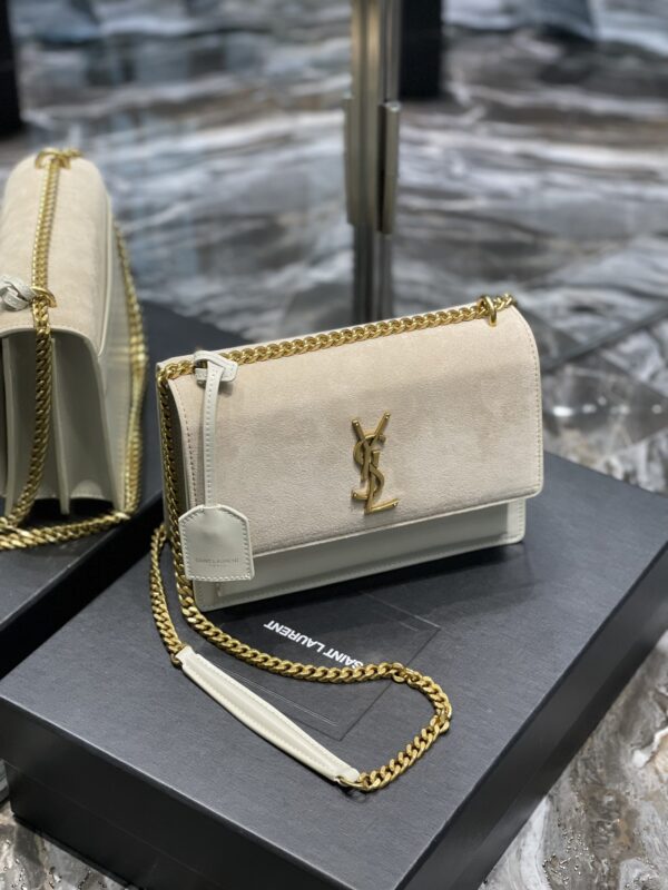[REP 1:1] Saint Laurent Sunset Medium Chain Bag White For Women 9.8in/22cm YSL