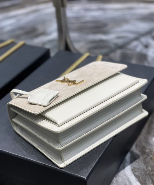 [REP 1:1] Saint Laurent Sunset Medium Chain Bag White For Women 9.8in/22cm YSL
