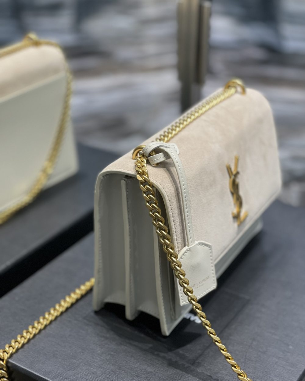 [REP 1:1] Saint Laurent Sunset Medium Chain Bag White For Women 9.8in/22cm YSL