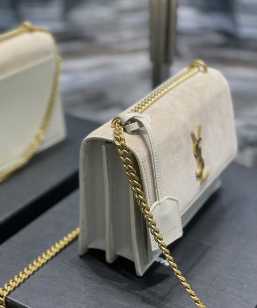 [REP 1:1] Saint Laurent Sunset Medium Chain Bag White For Women 9.8in/22cm YSL