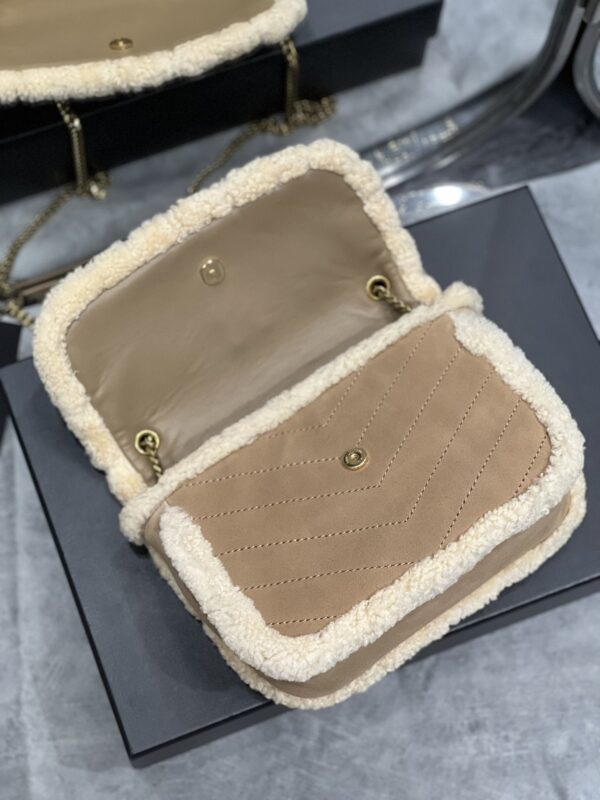 [REP 1:1] Saint Laurent Taupe Shearling Medium Niki Bag Brown For Women, Women's Bags 8.66in/22cm YSL‎
