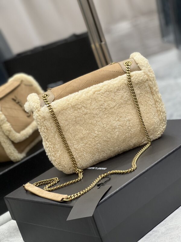 [REP 1:1] Saint Laurent Taupe Shearling Medium Niki Bag Brown For Women, Women's Bags 8.66in/22cm YSL‎