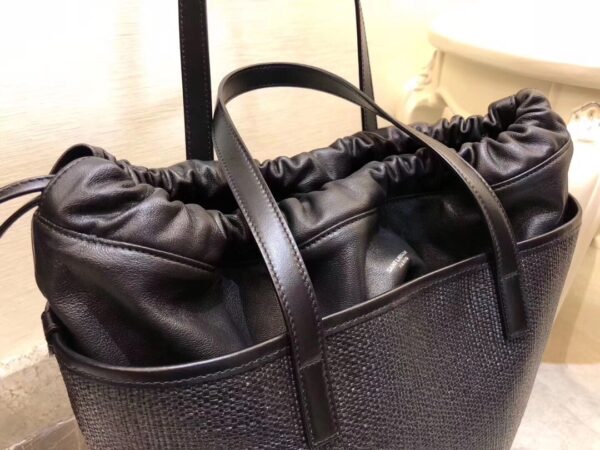 [REP 1:1] Saint Laurent Teddy Medium Canvas Handle Bucket Tote Bag Black For Women 13in/33cm YSL 551595 96W1E 1000
