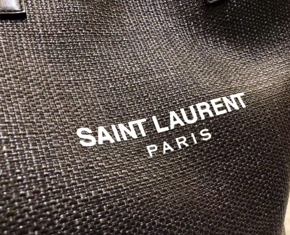 [REP 1:1] Saint Laurent Teddy Medium Canvas Handle Bucket Tote Bag Black For Women 13in/33cm YSL 551595 96W1E 1000