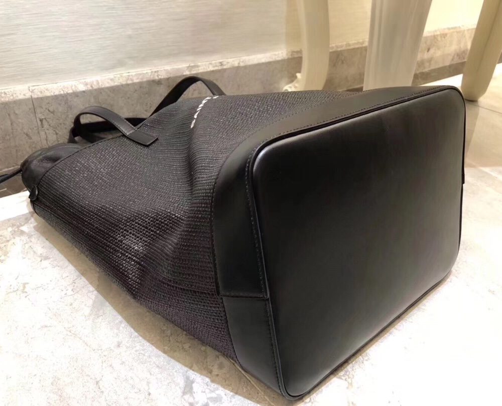 [REP 1:1] Saint Laurent Teddy Medium Canvas Handle Bucket Tote Bag Black For Women 13in/33cm YSL 551595 96W1E 1000