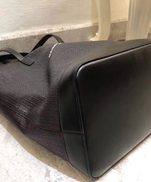 [REP 1:1] Saint Laurent Teddy Medium Canvas Handle Bucket Tote Bag Black For Women 13in/33cm YSL 551595 96W1E 1000