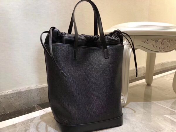 [REP 1:1] Saint Laurent Teddy Medium Canvas Handle Bucket Tote Bag Black For Women 13in/33cm YSL 551595 96W1E 1000