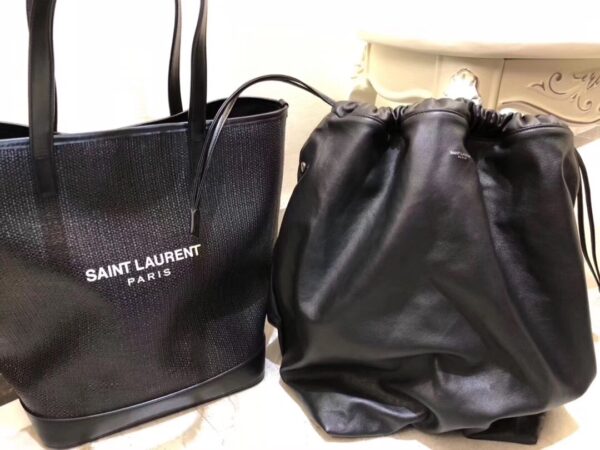 [REP 1:1] Saint Laurent Teddy Medium Canvas Handle Bucket Tote Bag Black For Women 13in/33cm YSL 551595 96W1E 1000