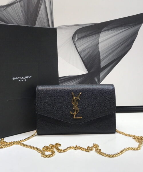 [REP 1:1] Saint Laurent Uptown Chain Wallet Black For Women 7.4in/19cm YSL 6077881GF0J1000