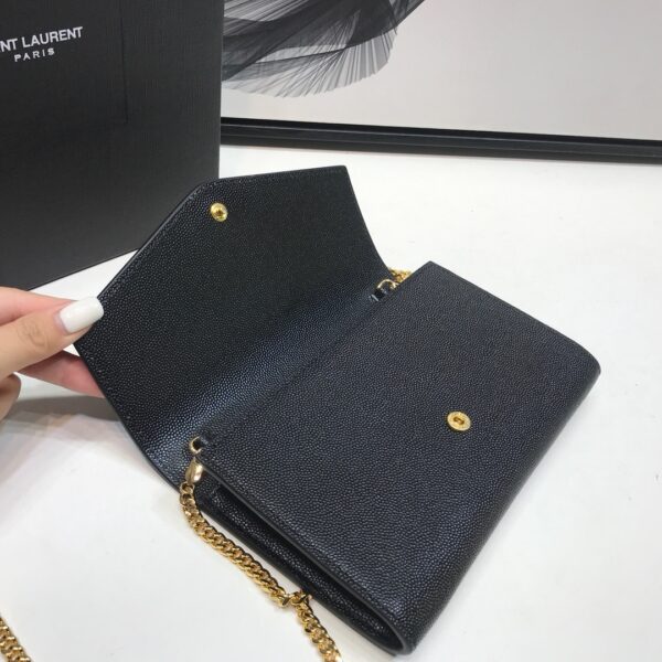 [REP 1:1] Saint Laurent Uptown Chain Wallet Black For Women 7.4in/19cm YSL 6077881GF0J1000