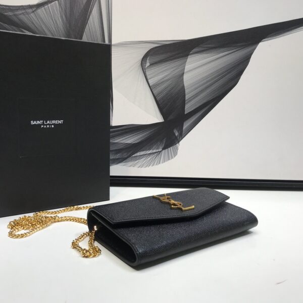 [REP 1:1] Saint Laurent Uptown Chain Wallet Black For Women 7.4in/19cm YSL 6077881GF0J1000