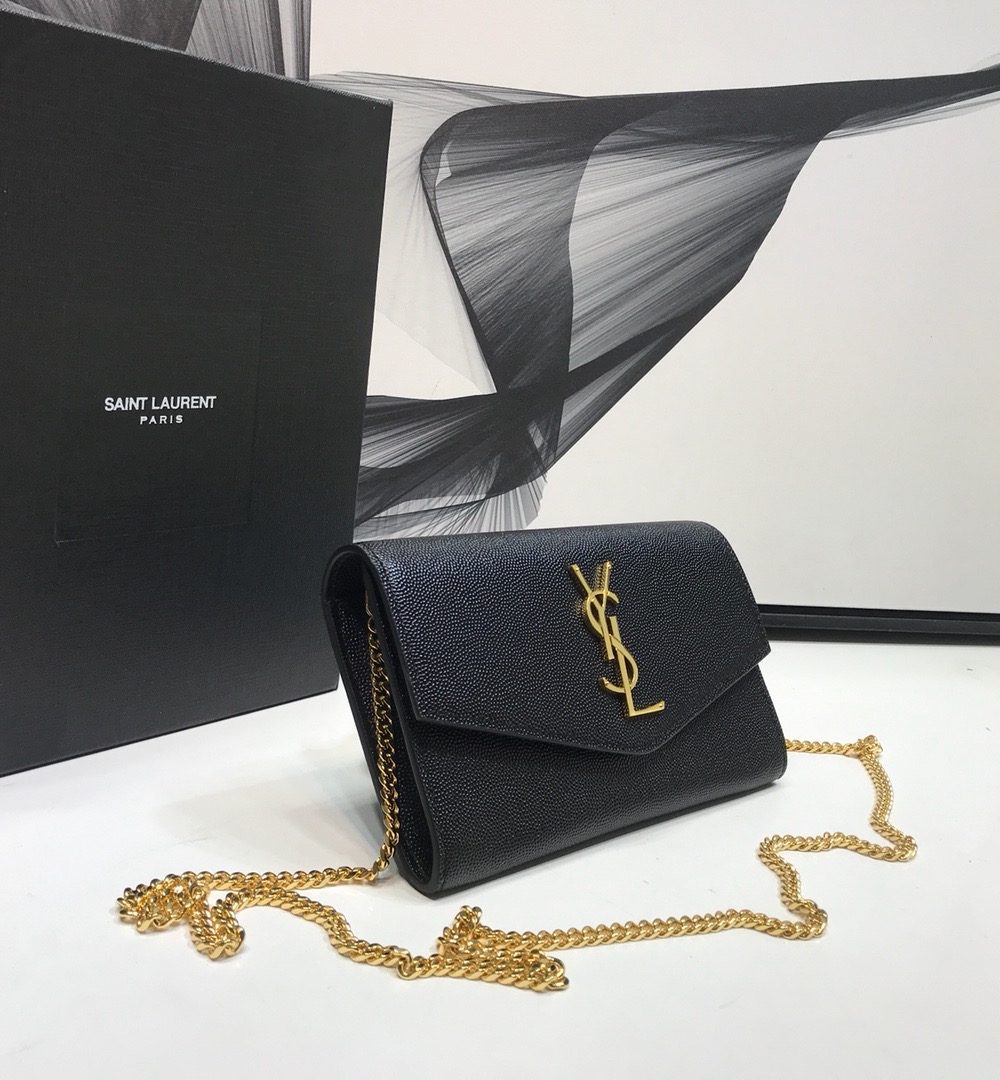 [REP 1:1] Saint Laurent Uptown Chain Wallet Black For Women 7.4in/19cm YSL 6077881GF0J1000
