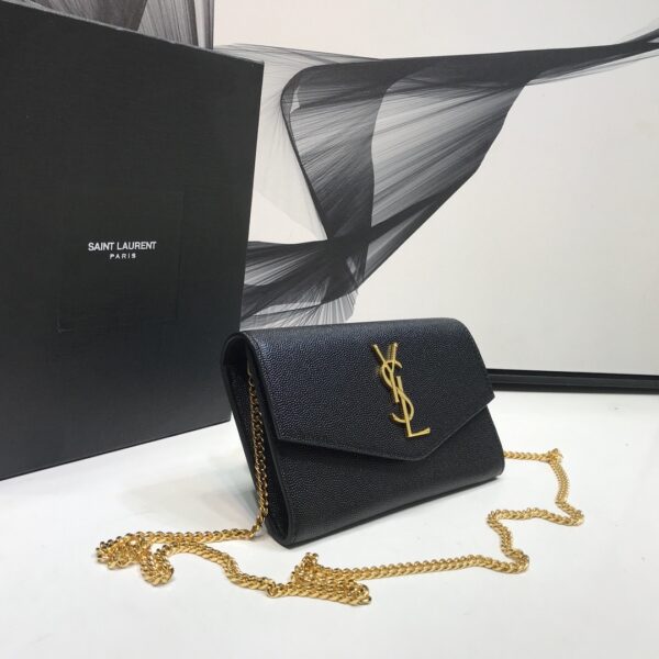 [REP 1:1] Saint Laurent Uptown Chain Wallet Black For Women 7.4in/19cm YSL 6077881GF0J1000
