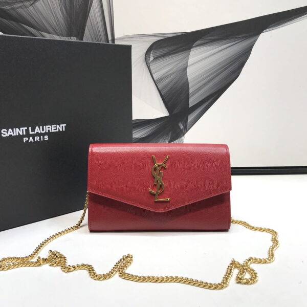 [REP 1:1] Saint Laurent Uptown Chain Wallet Red For Women 7.4in/19cm YSL