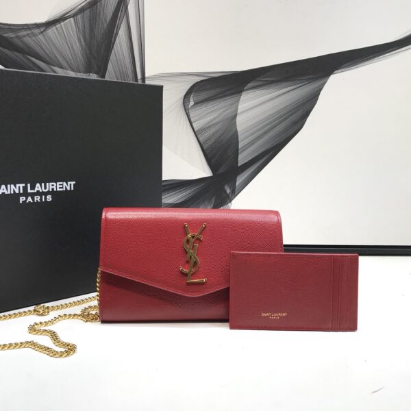 [REP 1:1] Saint Laurent Uptown Chain Wallet Red For Women 7.4in/19cm YSL