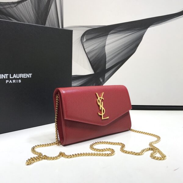 [REP 1:1] Saint Laurent Uptown Chain Wallet Red For Women 7.4in/19cm YSL