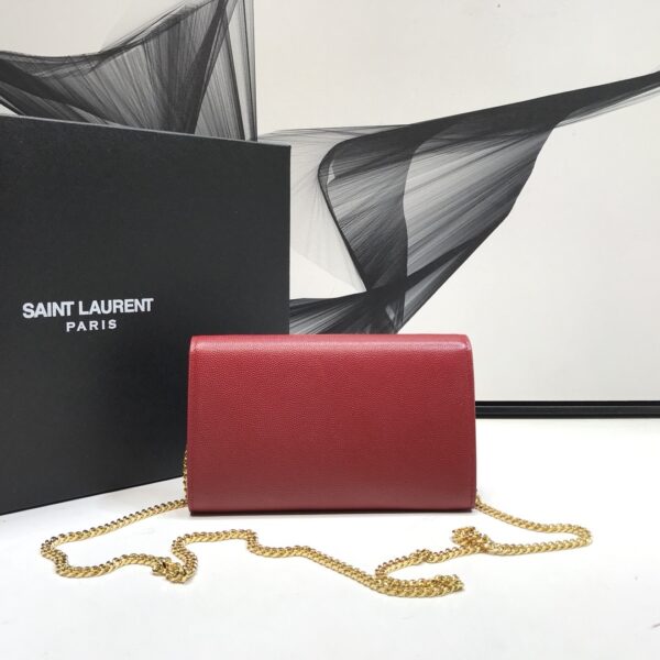 [REP 1:1] Saint Laurent Uptown Chain Wallet Red For Women 7.4in/19cm YSL