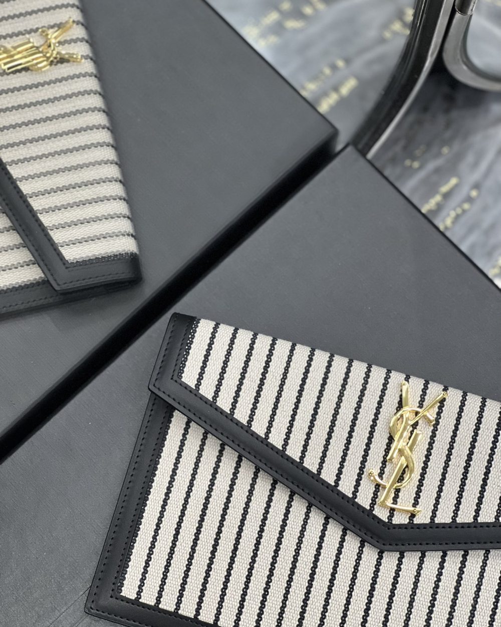 [REP 1:1] Saint Laurent Uptown Pouch Cream In Canvas For Women 10.6in/27cm YSL 565739FAACG9583