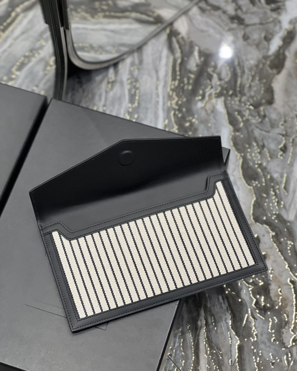 [REP 1:1] Saint Laurent Uptown Pouch Cream In Canvas For Women 10.6in/27cm YSL 565739FAACG9583