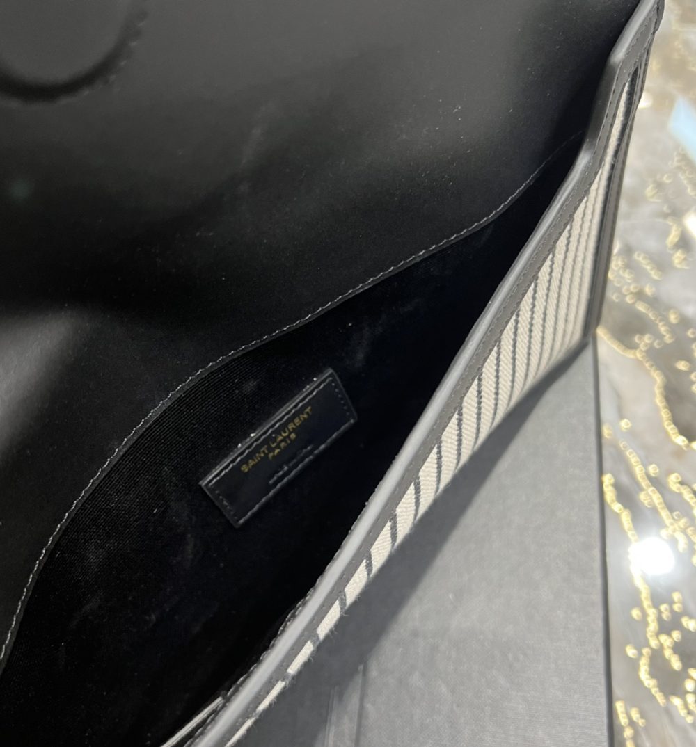 [REP 1:1] Saint Laurent Uptown Pouch Cream In Canvas For Women 10.6in/27cm YSL 565739FAACG9583