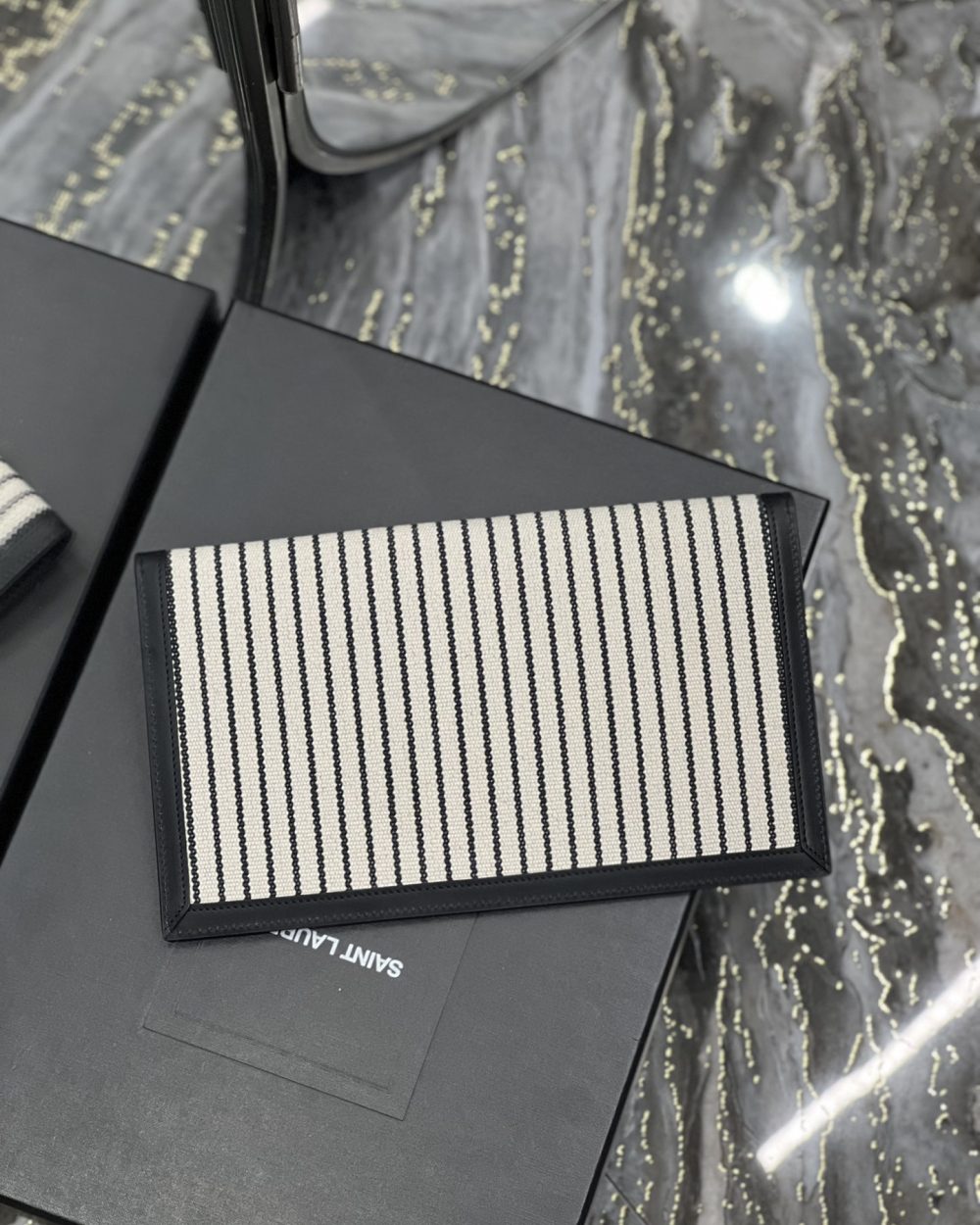 [REP 1:1] Saint Laurent Uptown Pouch Cream In Canvas For Women 10.6in/27cm YSL 565739FAACG9583