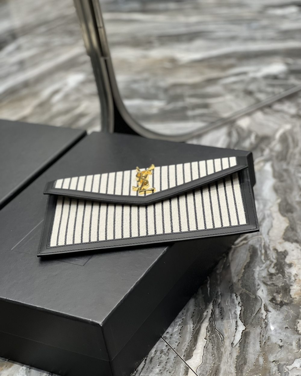 [REP 1:1] Saint Laurent Uptown Pouch Cream In Canvas For Women 10.6in/27cm YSL 565739FAACG9583