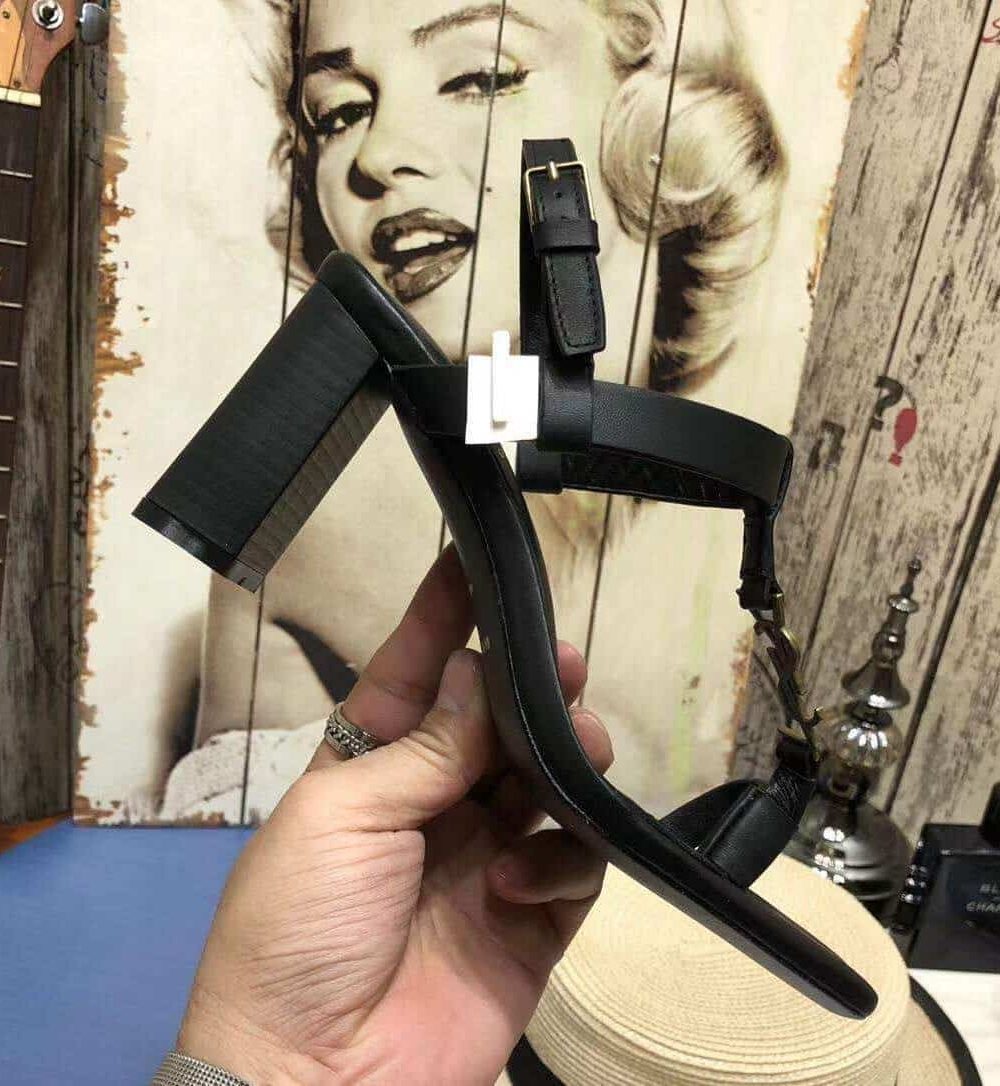 Saint Laurent Women's Cassandra Heeled Sandals Black For Women YSL 658198DWETT1000