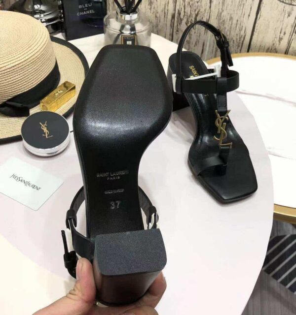 Saint Laurent Women's Cassandra Heeled Sandals Black For Women YSL 658198DWETT1000