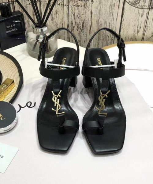 Saint Laurent Women's Cassandra Heeled Sandals Black For Women YSL 658198DWETT1000