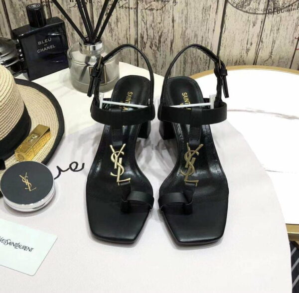 Saint Laurent Women's Cassandra Heeled Sandals Black For Women YSL 658198DWETT1000