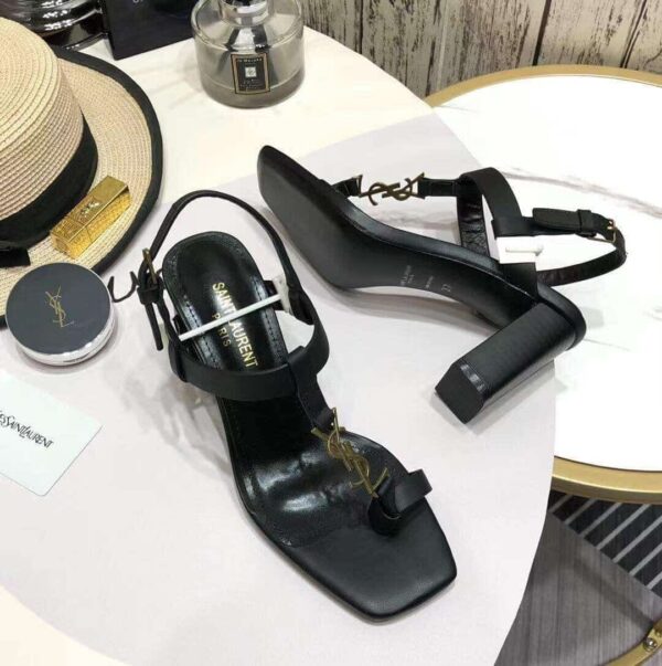 Saint Laurent Women's Cassandra Heeled Sandals Black For Women YSL 658198DWETT1000