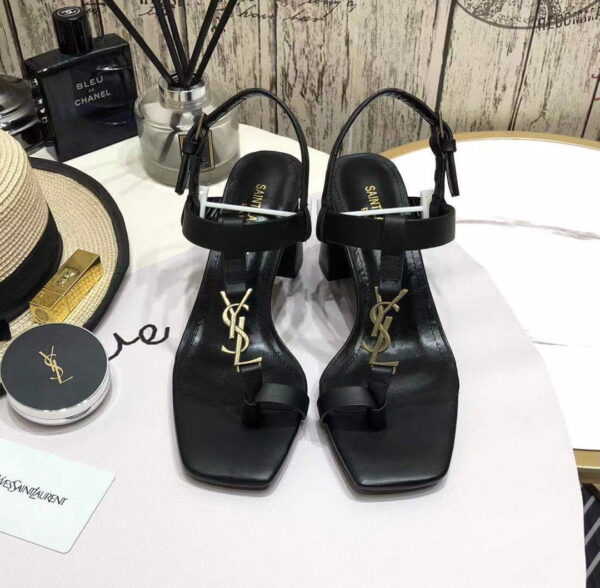 Saint Laurent Women's Cassandra Heeled Sandals Black For Women YSL 658198DWETT1000