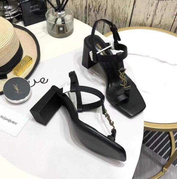 Saint Laurent Women's Cassandra Heeled Sandals Black For Women YSL 658198DWETT1000