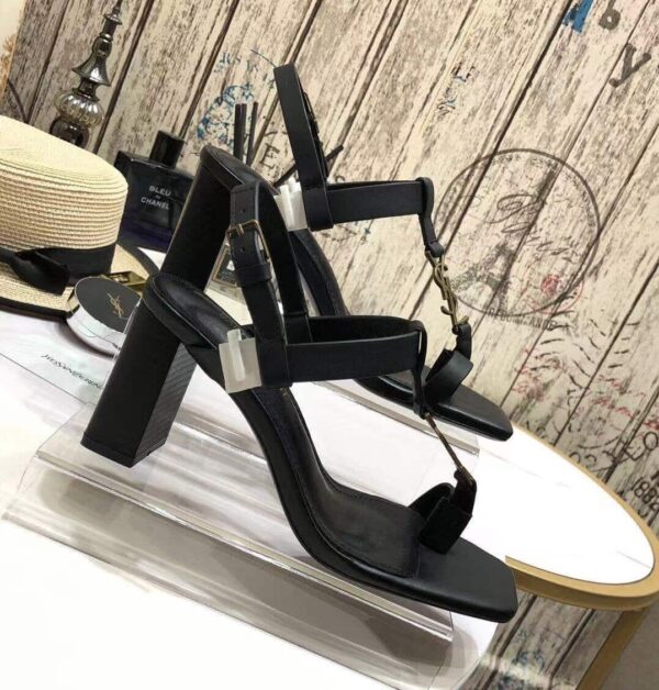 Saint Laurent Women's Cassandra Heeled Sandals Black For Women YSL 658198DWETT1000