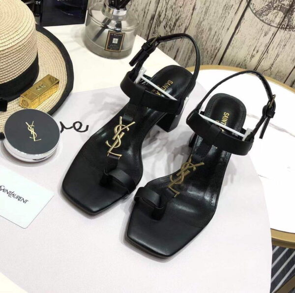 Saint Laurent Women's Cassandra Heeled Sandals Black For Women YSL 658198DWETT1000