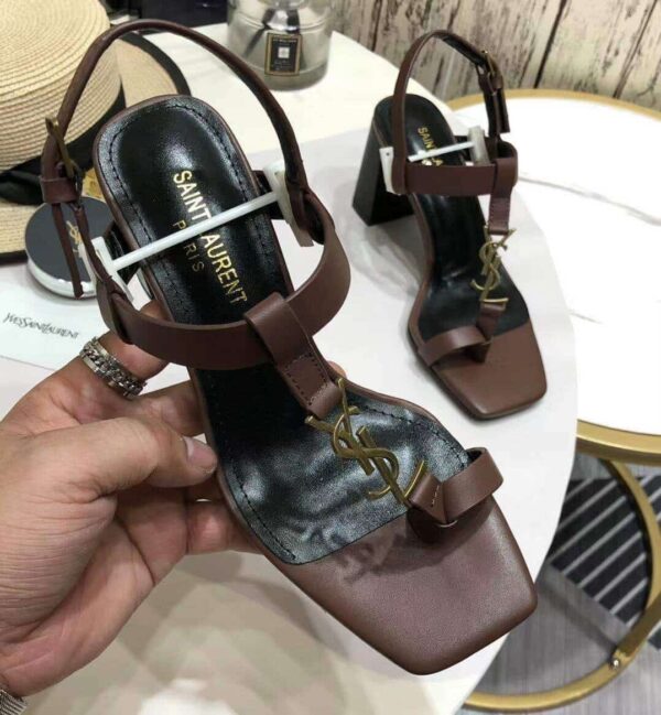 Saint Laurent Women's Cassandra Heeled Sandals Brown For Women YSL 658198DWETT6023