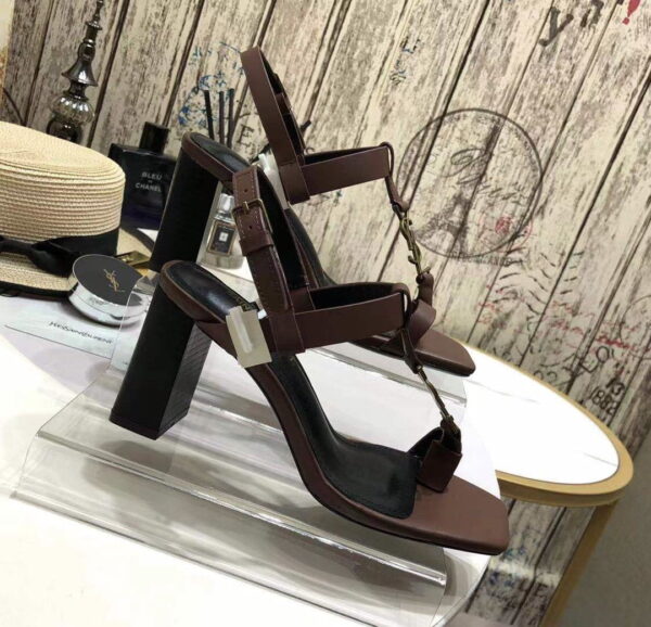 Saint Laurent Women's Cassandra Heeled Sandals Brown For Women YSL 658198DWETT6023