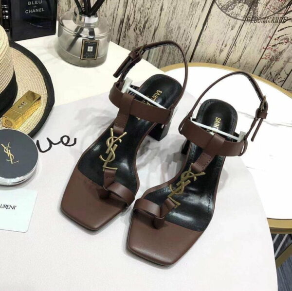 Saint Laurent Women's Cassandra Heeled Sandals Brown For Women YSL 658198DWETT6023