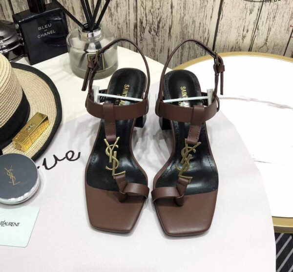 Saint Laurent Women's Cassandra Heeled Sandals Brown For Women YSL 658198DWETT6023