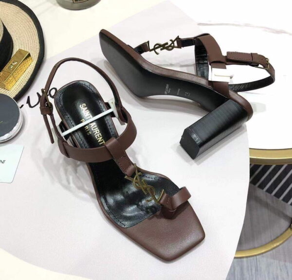 Saint Laurent Women's Cassandra Heeled Sandals Brown For Women YSL 658198DWETT6023