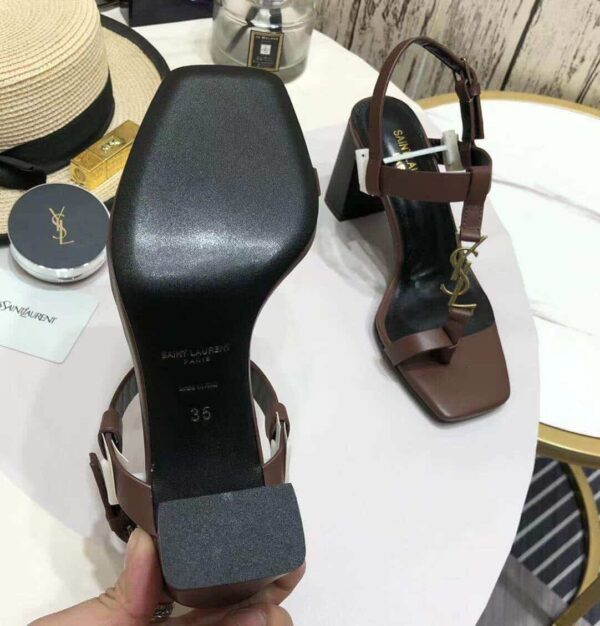 Saint Laurent Women's Cassandra Heeled Sandals Brown For Women YSL 658198DWETT6023