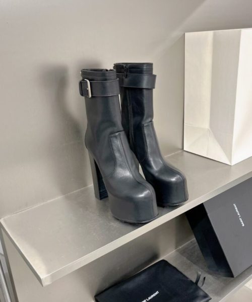 Saint Laurent Women's Cherry Buckle Platform Booties Black For Women YSL 6876621Y8001000