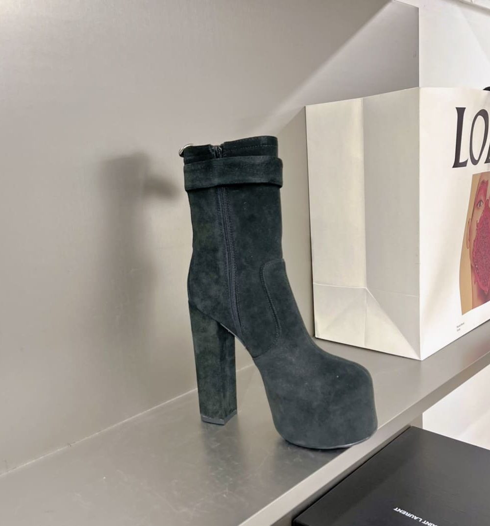 Saint Laurent Women's Cherry Buckle Platform Booties Black For Women YSL