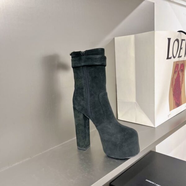 Saint Laurent Women's Cherry Buckle Platform Booties Black For Women YSL